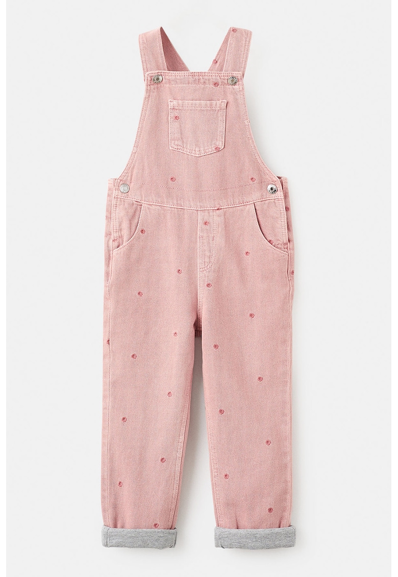 Salopeta din denim cu flori brodate