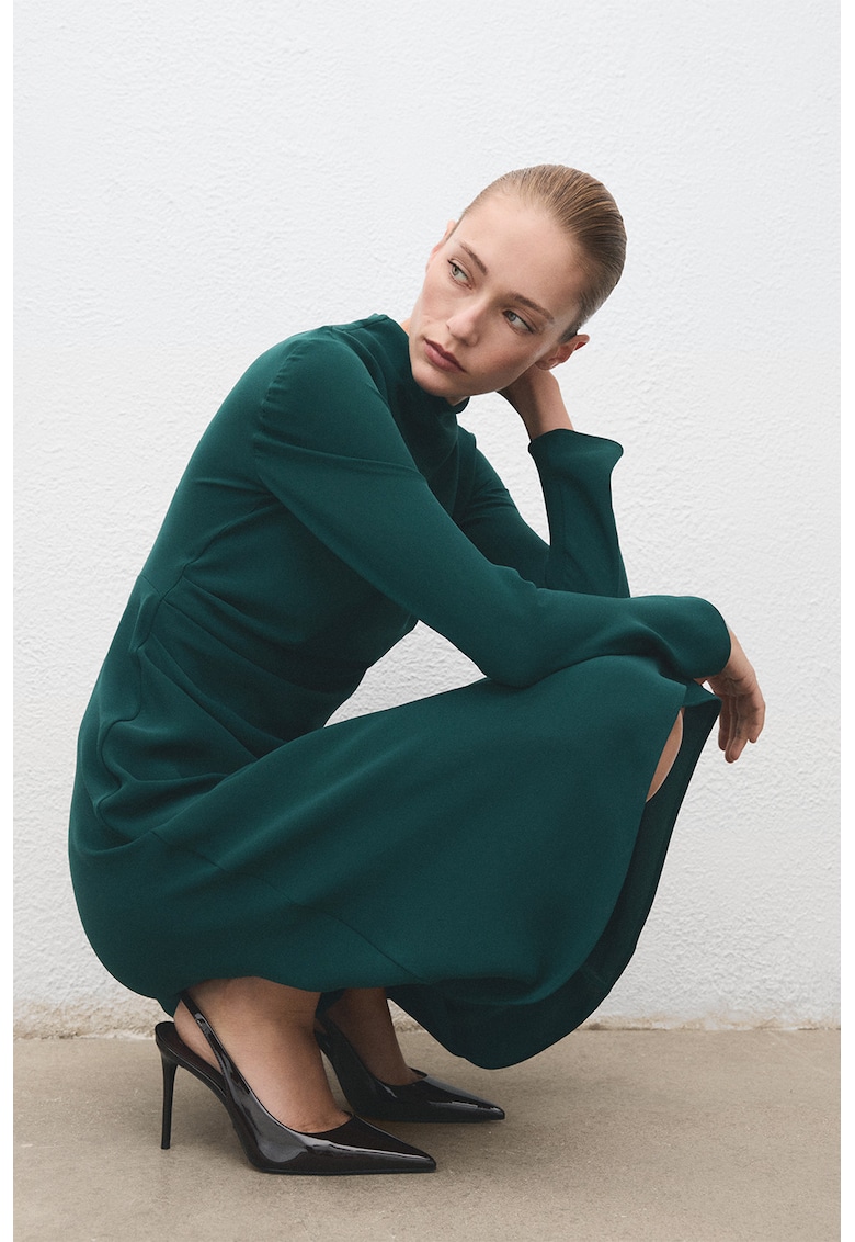 Rochie midi cu maneci lungi - Verde englez