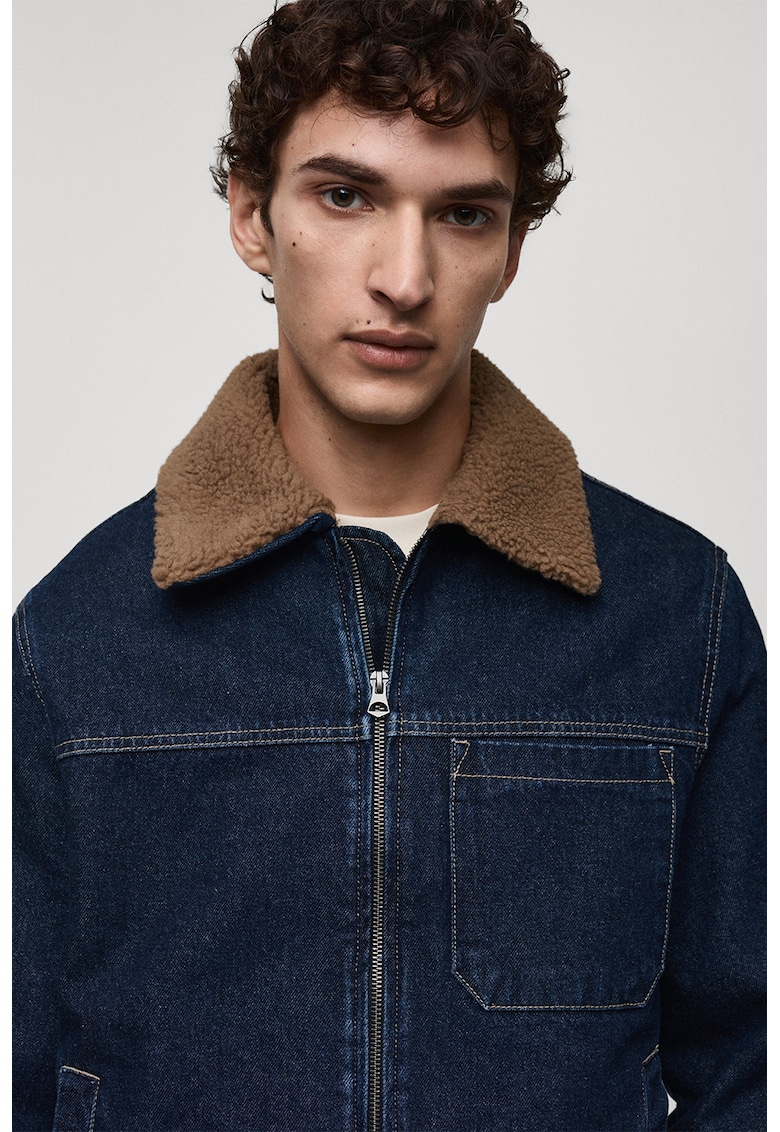 Jacheta-camasa din denim cu fermoar