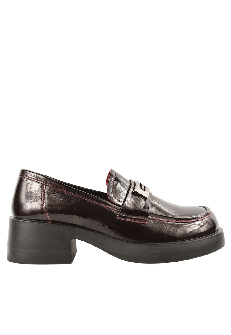 Pantofi casual - dama - X470009A - bordo - piele lacuita - cu toc - Rosu