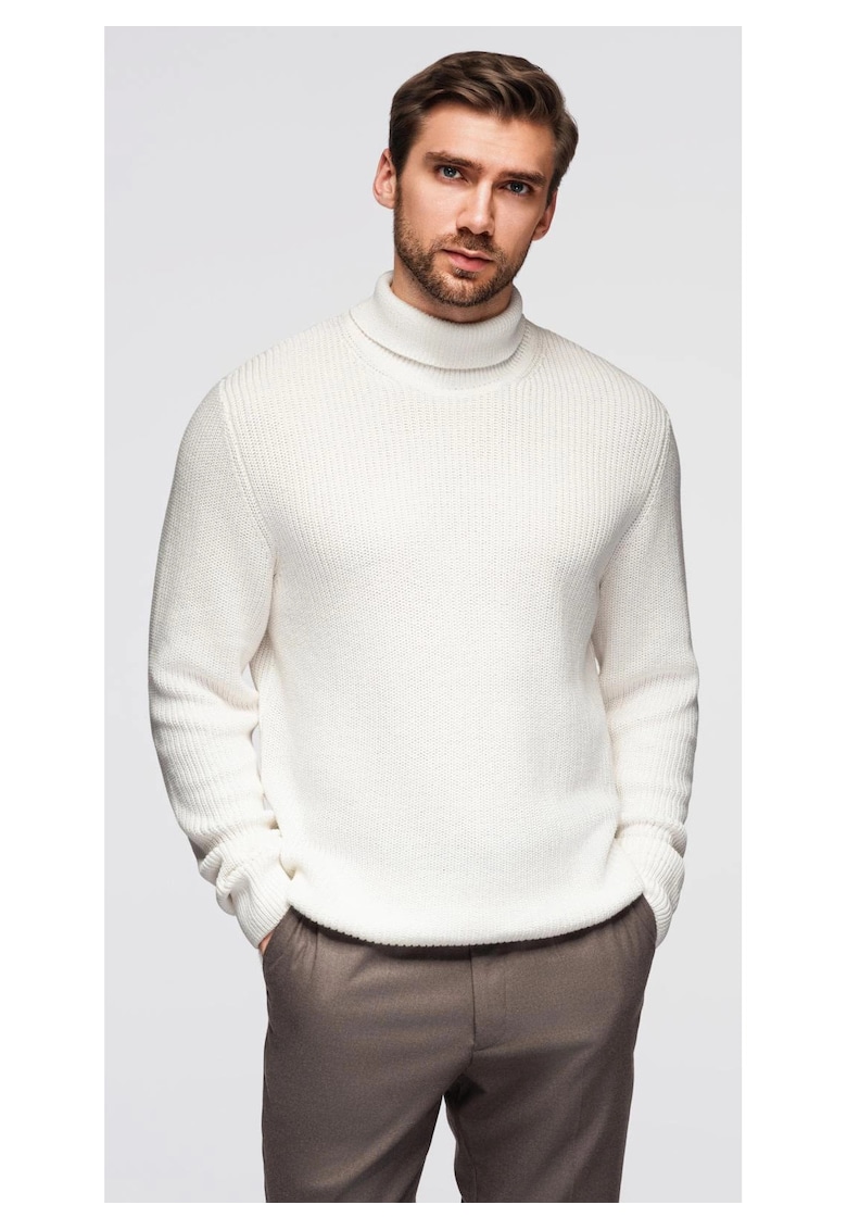 Pulover din bumbac cu guler inalt