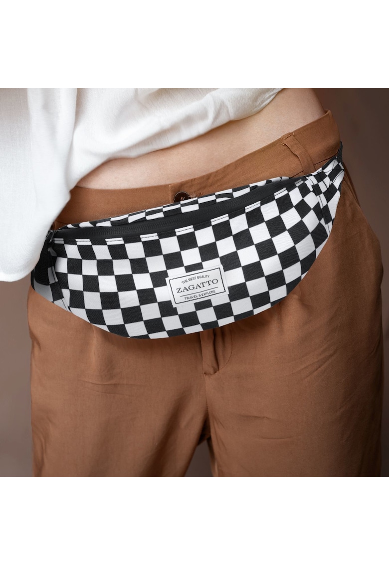 Borseta unisex cu model gingham