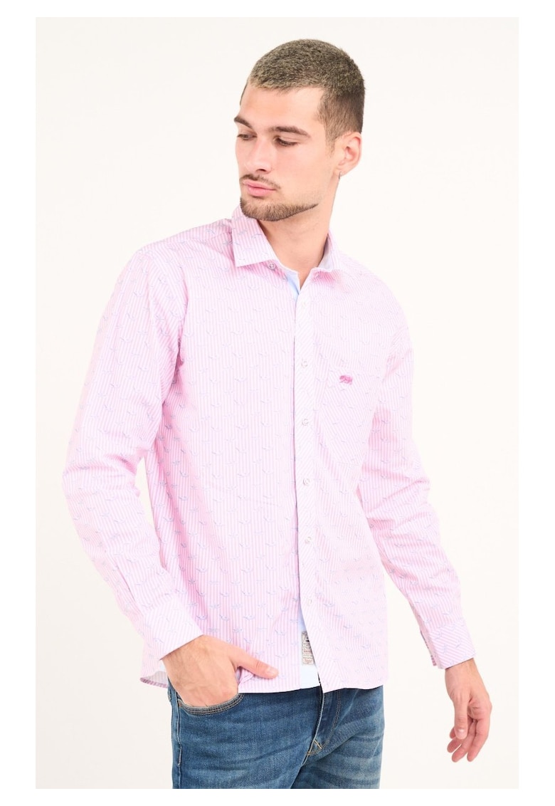 - Camasa barbat cu maneca lunga si model ( Material: Bumbac - ASH ROSE