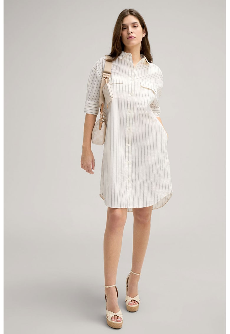 Rochie midi - tip cămașă cu imprimeu în dungi