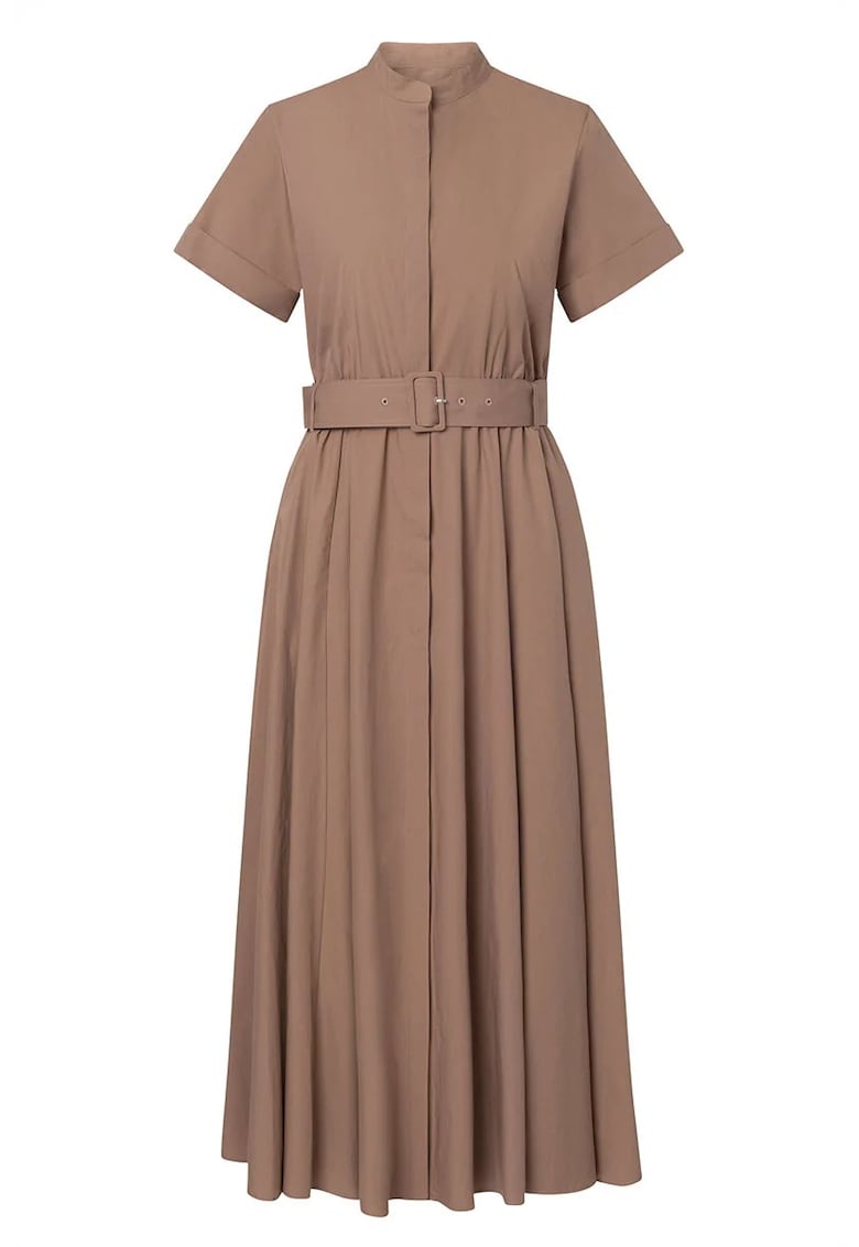 Rochie lunga cu curea in talie WD1 - Maro