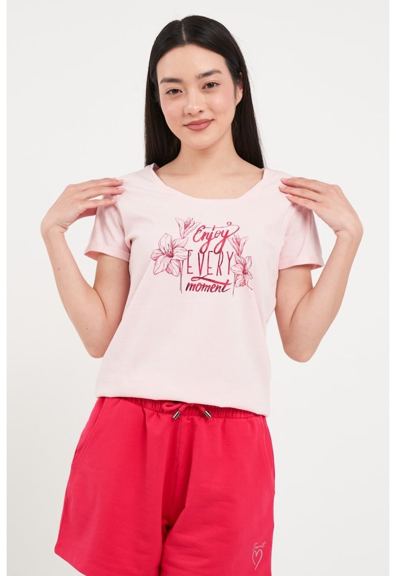 -Tricou dama cu maneca scurta ( Material: Bumbac - BARLEY PINK