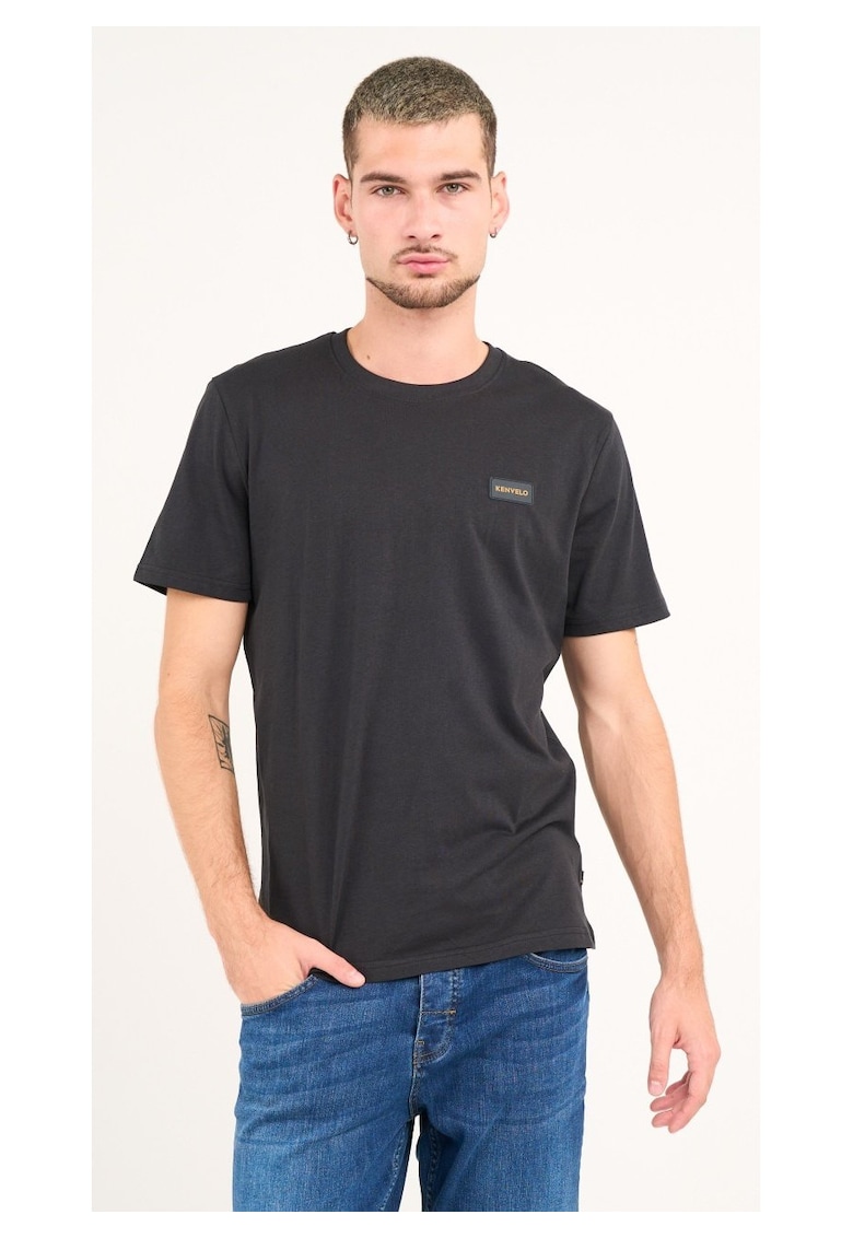 Kenvelo - Tricou barbat cu maneca scurta si logo ( BLACK - Material: Bumbac