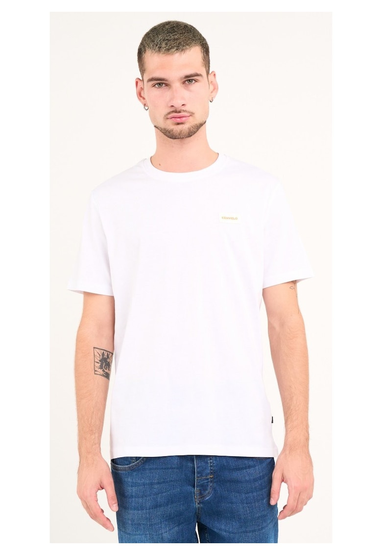 Kenvelo - Tricou barbat cu maneca scurta si logo ( WHITE - Material: Bumbac