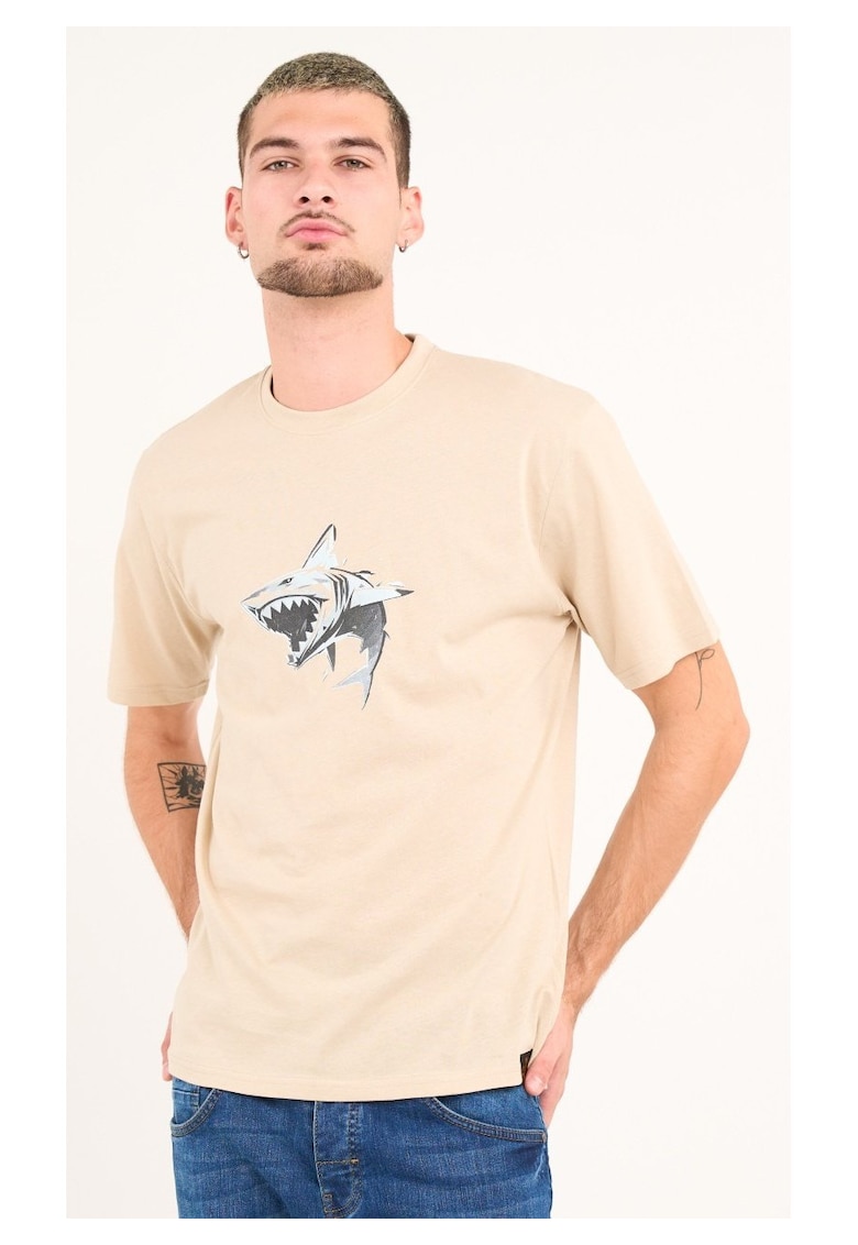 Kenvelo - Tricou barbat cu maneca scurta si imprimeu grafic text ( CEMENT - Material: Bumbac