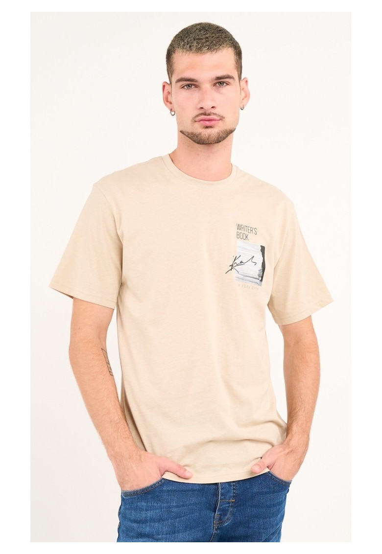 Kenvelo - Tricou barbat cu maneca scurta si imprimeu ( CEMENT - Material: Bumbac