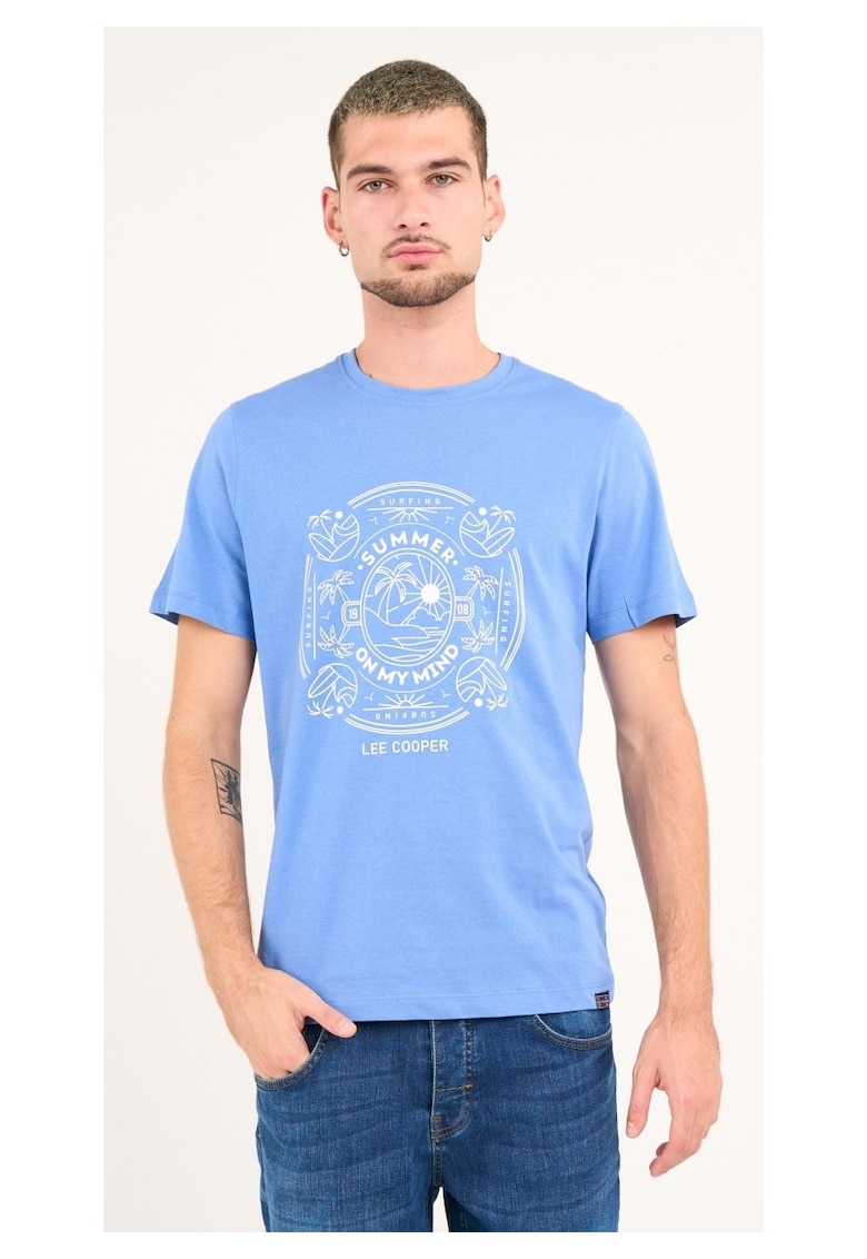 - Tricou barbat cu maneca scurta si imprimeu ( Material: Bumbac - BLUE YONDER