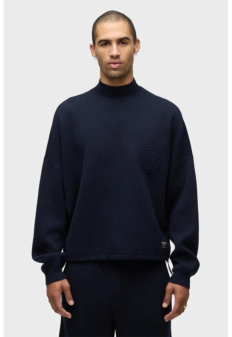 Bluza cu guler inalt supradimensioanta - Albastru inchis