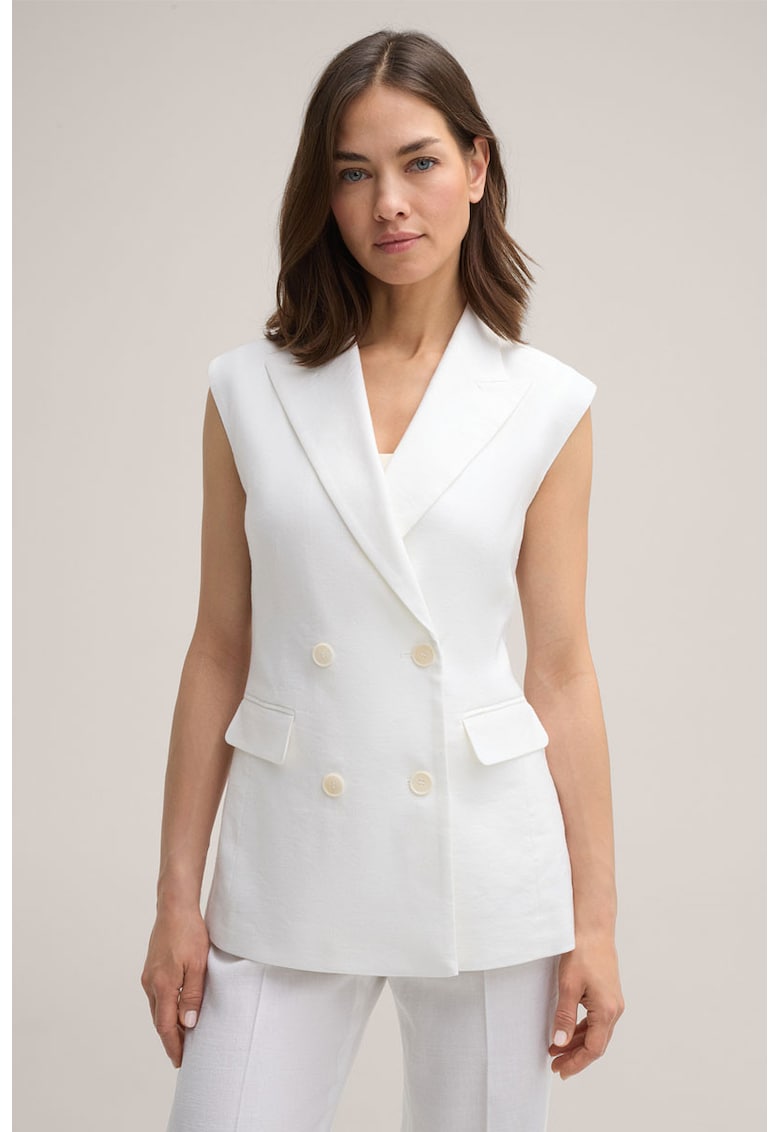 Vesta lunga - clasica - cu rever - Alb