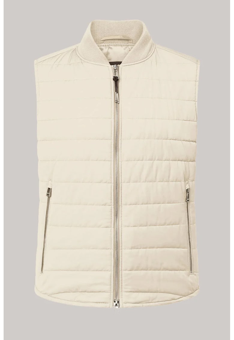 Vestă matlasată cu închidere prin fermoar - Bej