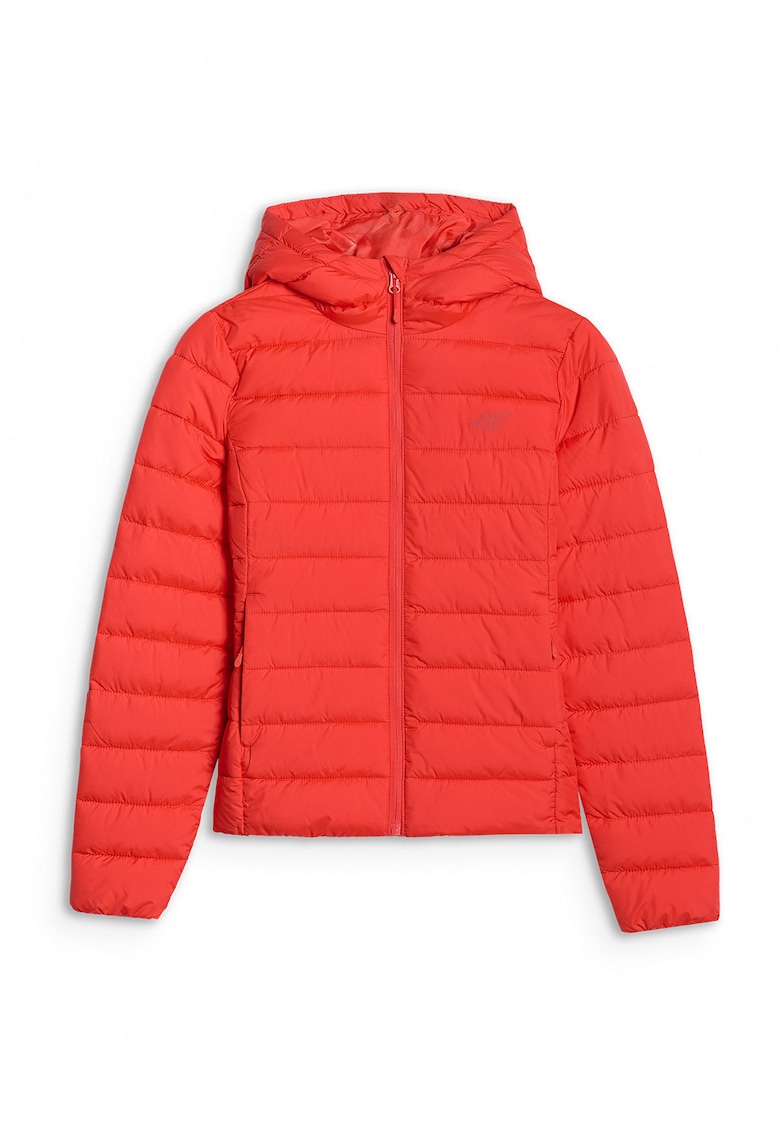 Geaca Matlasata Puf Femei Rosu - Sintetic 100% Reciclat - Gluga Fara Reglare - Multi Active Outdoor