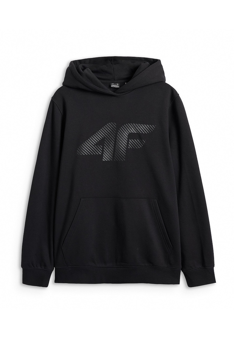 Hanorac Sportiv pentru Barbati - Negru Intens - Bumbac si Poliester - Regular Fit - Cu Gluga si Buzunar Marsupiu - 45737