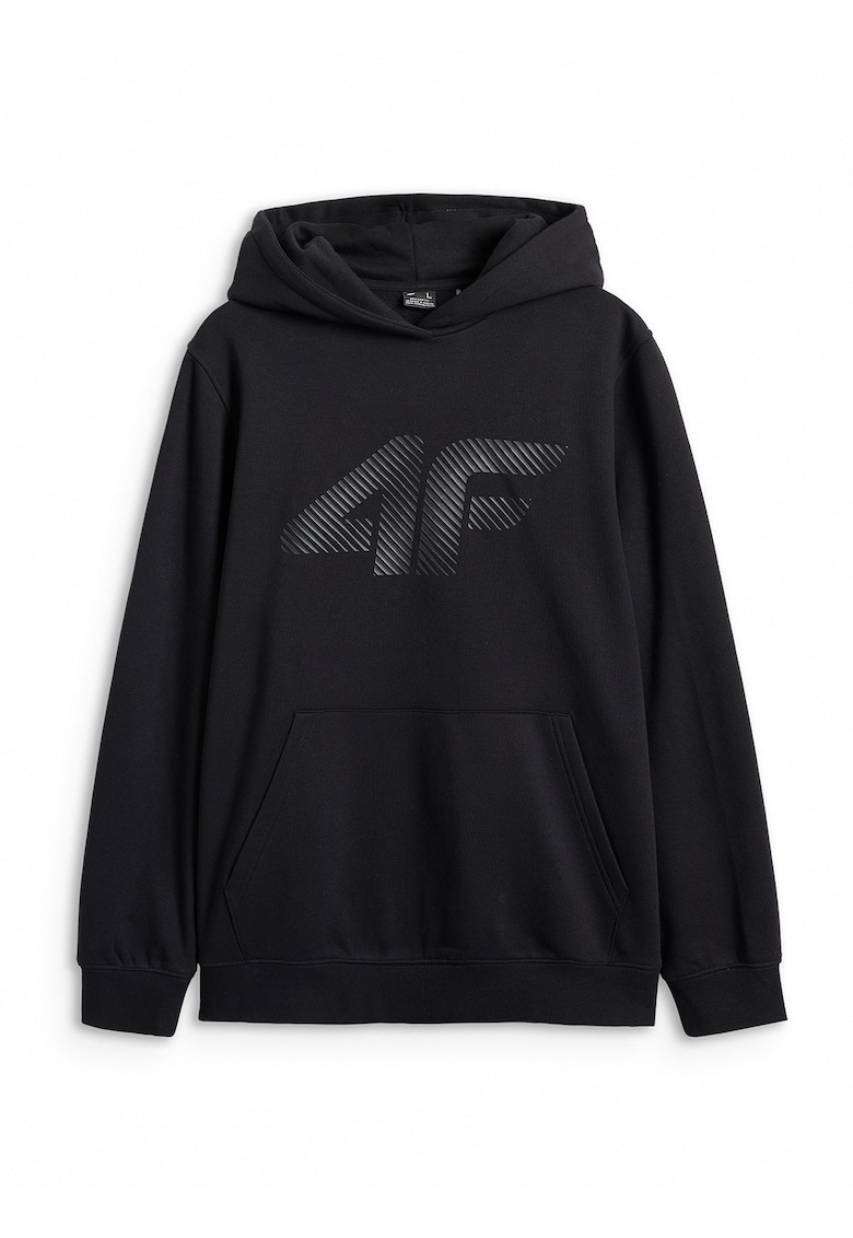 Hanorac Sportiv pentru Barbati - Negru Intens - Bumbac si Poliester - Regular Fit - Cu Gluga si Buzunar Marsupiu - 45737 - Negru