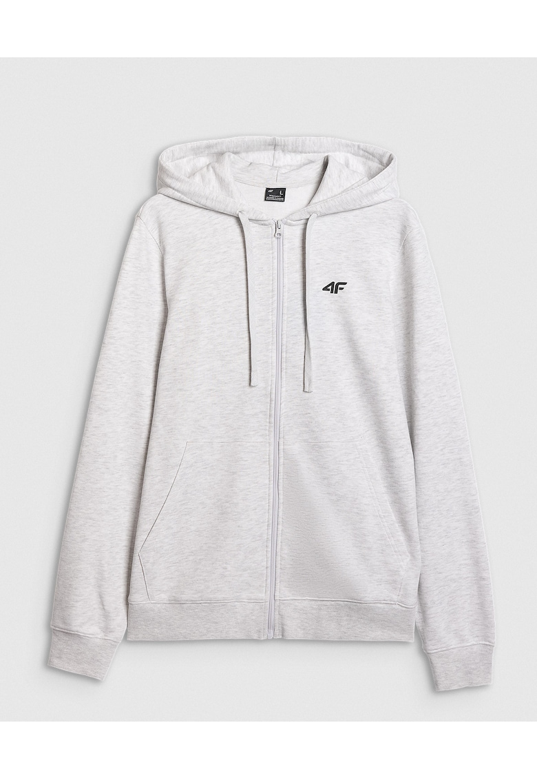 Hanorac Barbati cu Fermoar si Gluga - Sportstyle - Gri Deschis - Bumbac - Marimi S-XXL