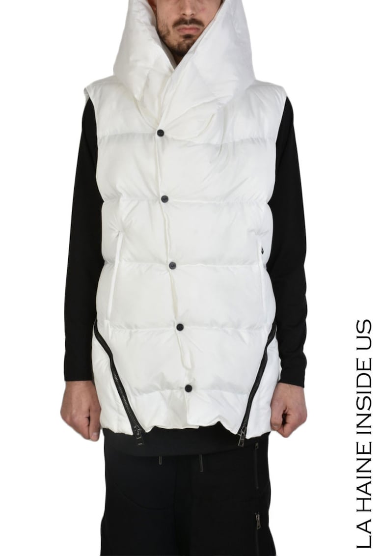 Vesta regular fit cu partile laterale detasabile - inchidere cu capse - Alb