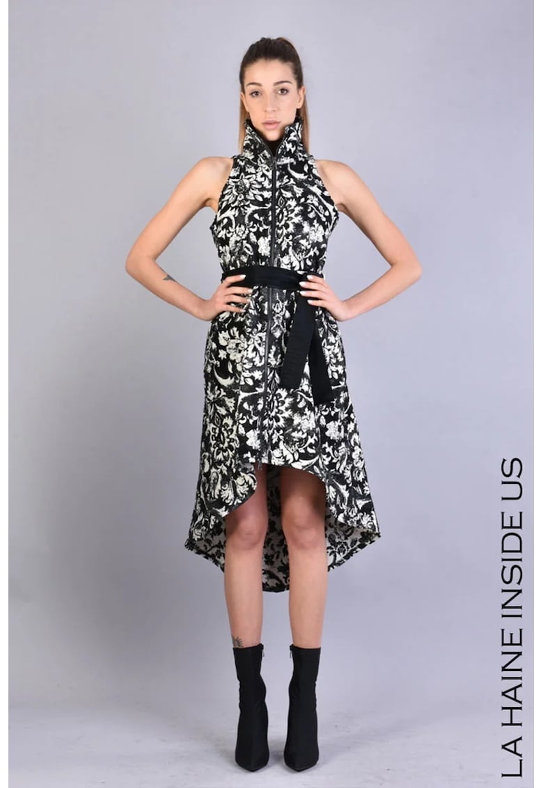 Rochie midi asimetrica fara maneci - cu imprimeu floral