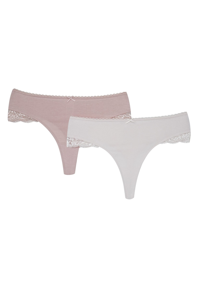 Chiloti tip tanga - set de 2 perechi Roz - Bej Pema