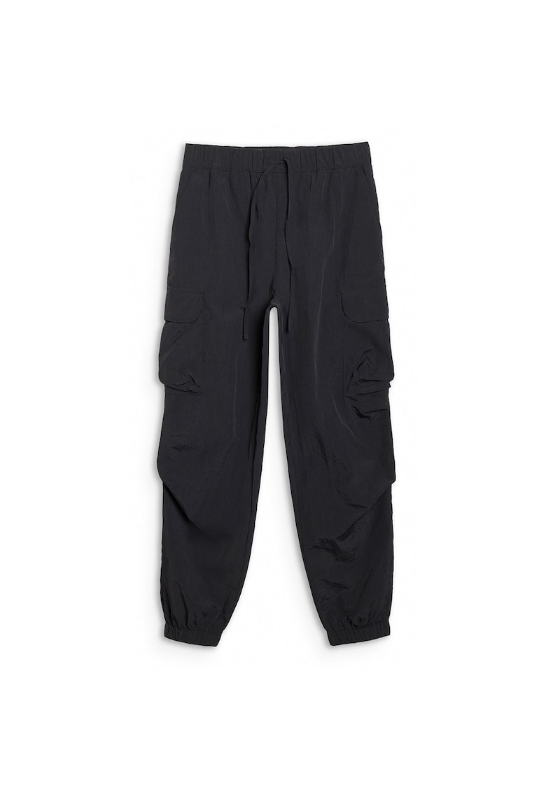 Pantaloni sportivi pentru femei negru - buzunare cargo - betelie reglabilă