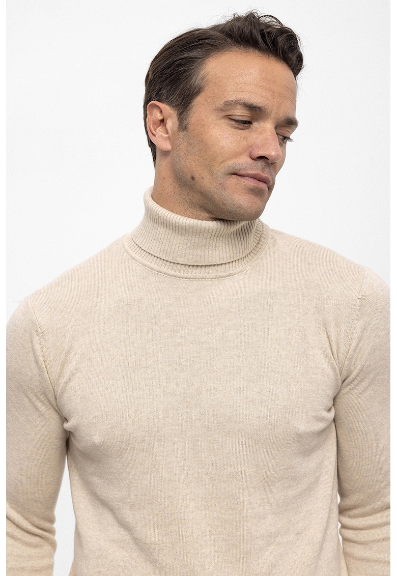 Pulover de bumbac cu guler inalt