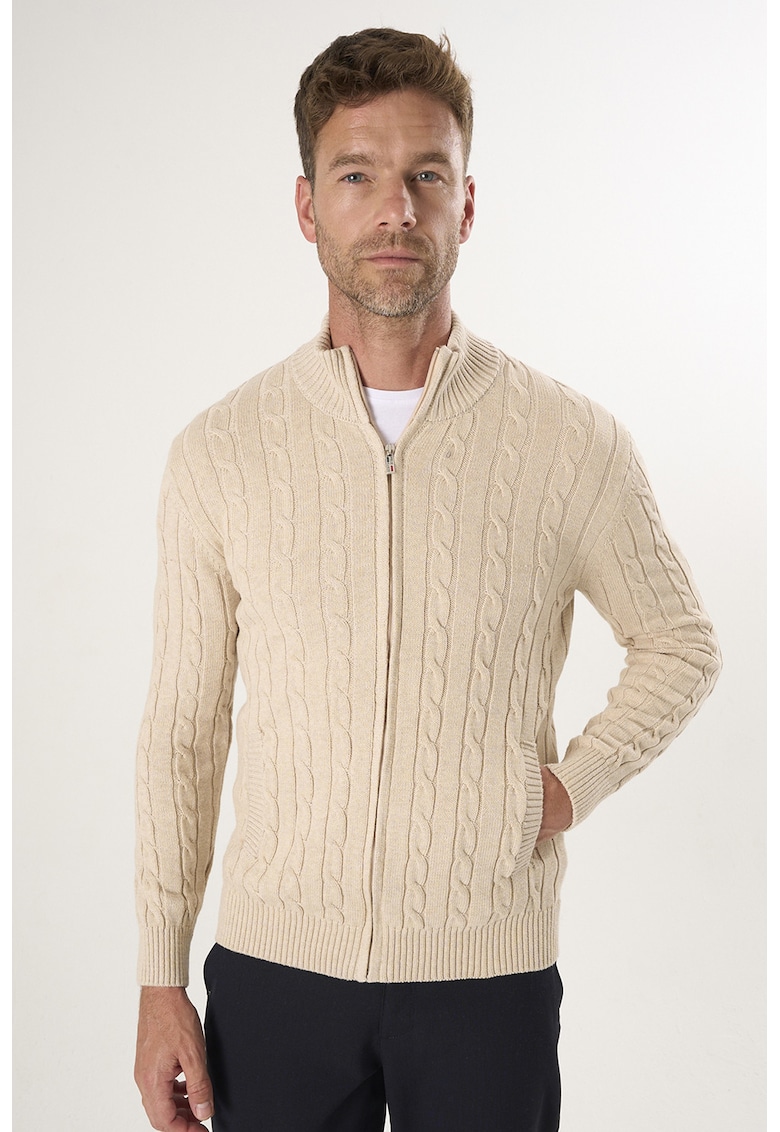 Pulover uni de bumbac cu fermoar