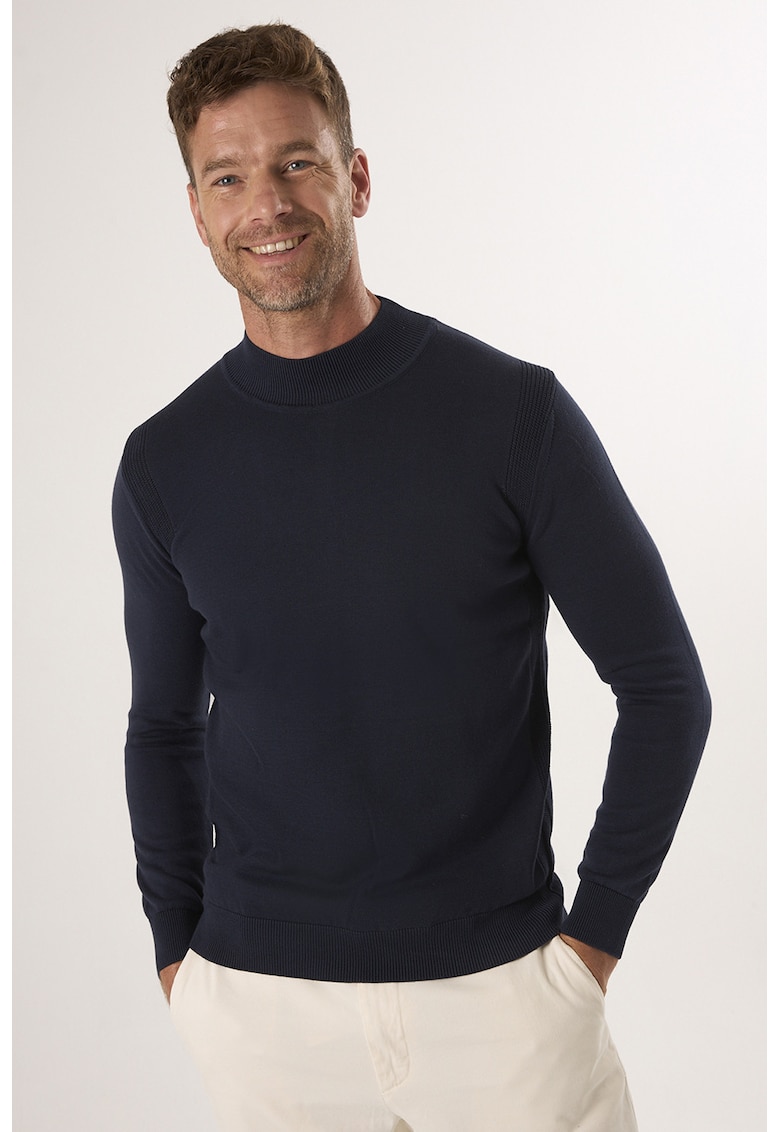 Pulover slim fit de bumbac - Albastru ultramarin