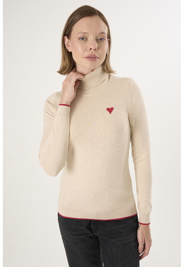 Pulover slim fit cu guler inalt