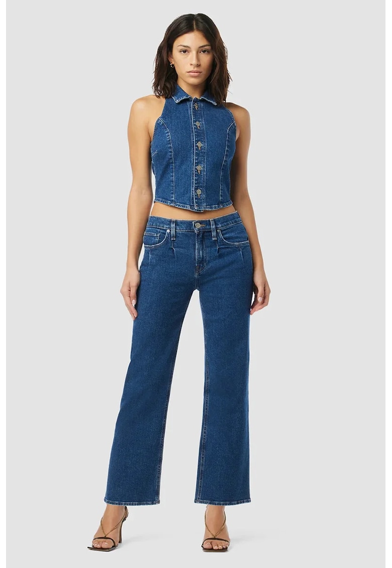 Vesta din denim cu inchidere prin nasturi