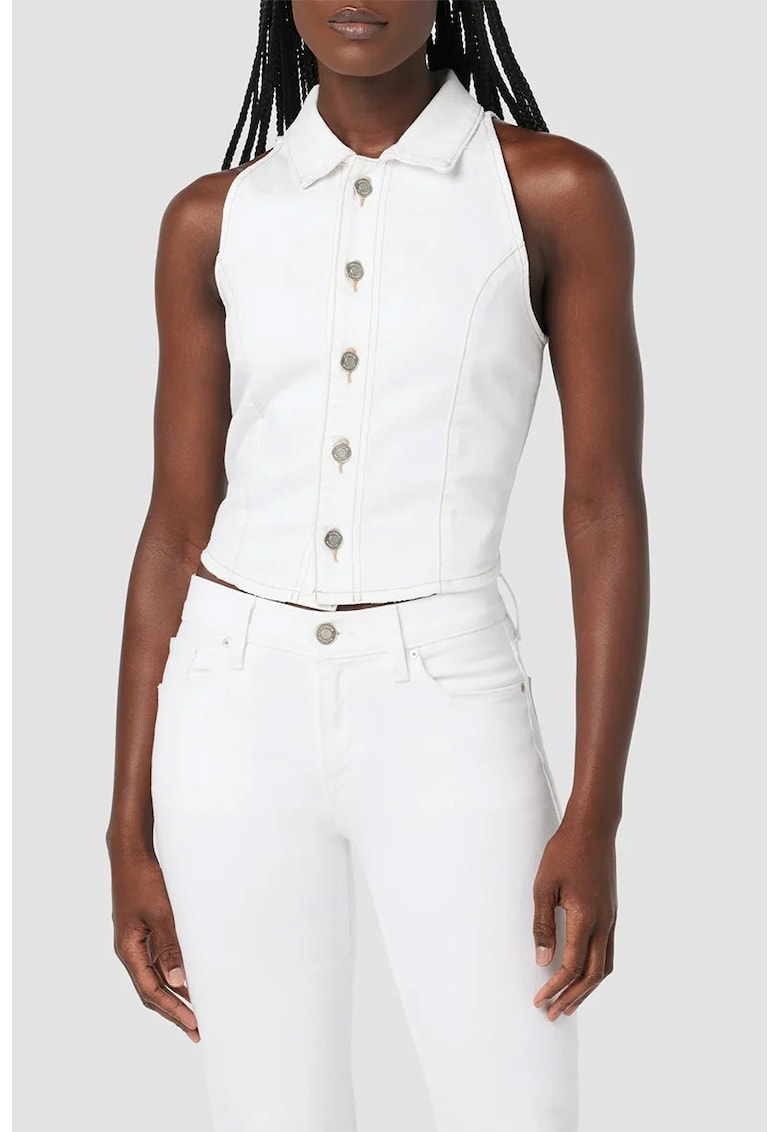 Vesta din denim cu inchidere prin nasturi