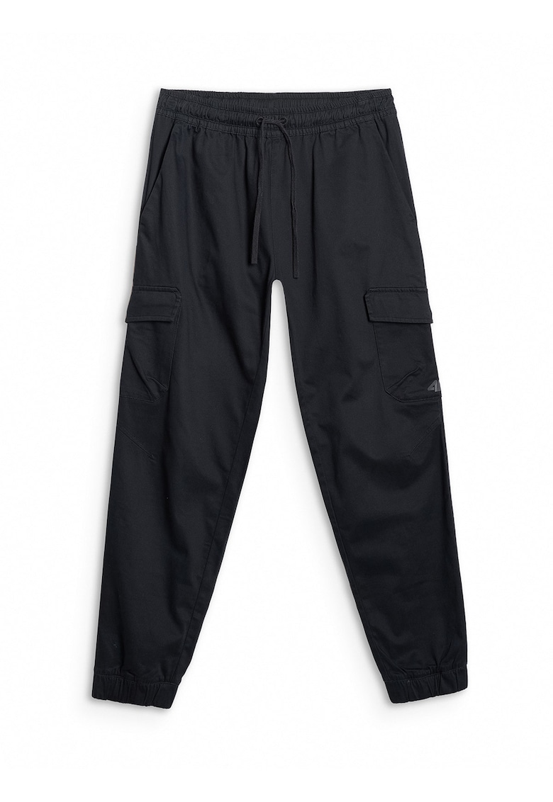 Pantaloni Bumbac - Negru - S-XXL - Buzunare Cargo - Elastic Ajustabil - Negru