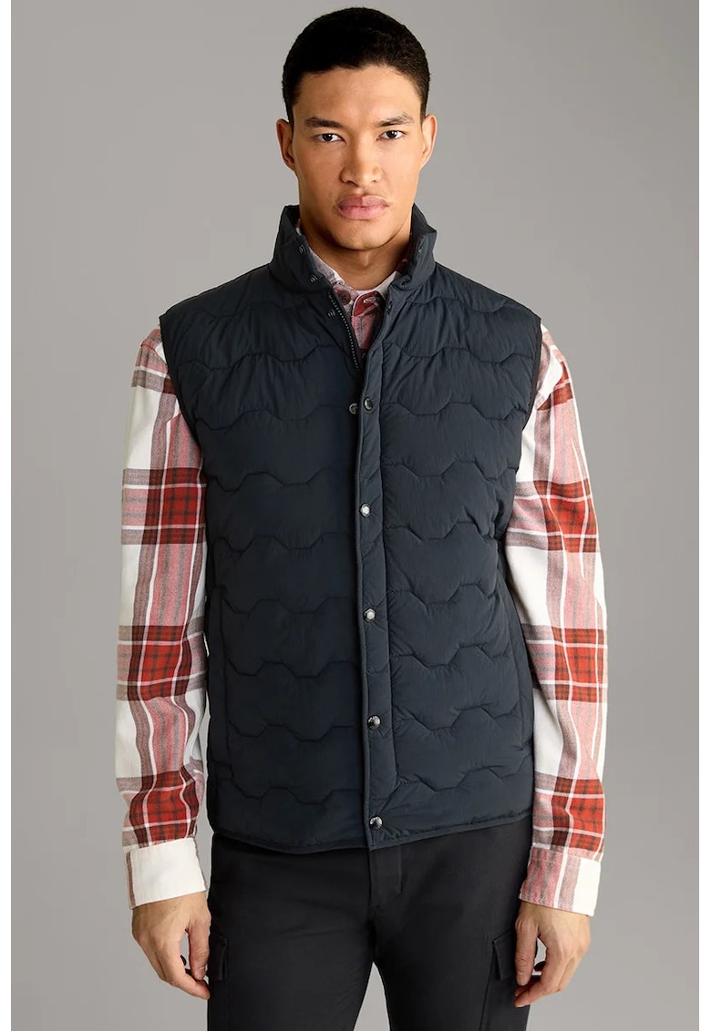 Vesta supradimensionata cu buzunare frontale si inchidere prin capse - Negru