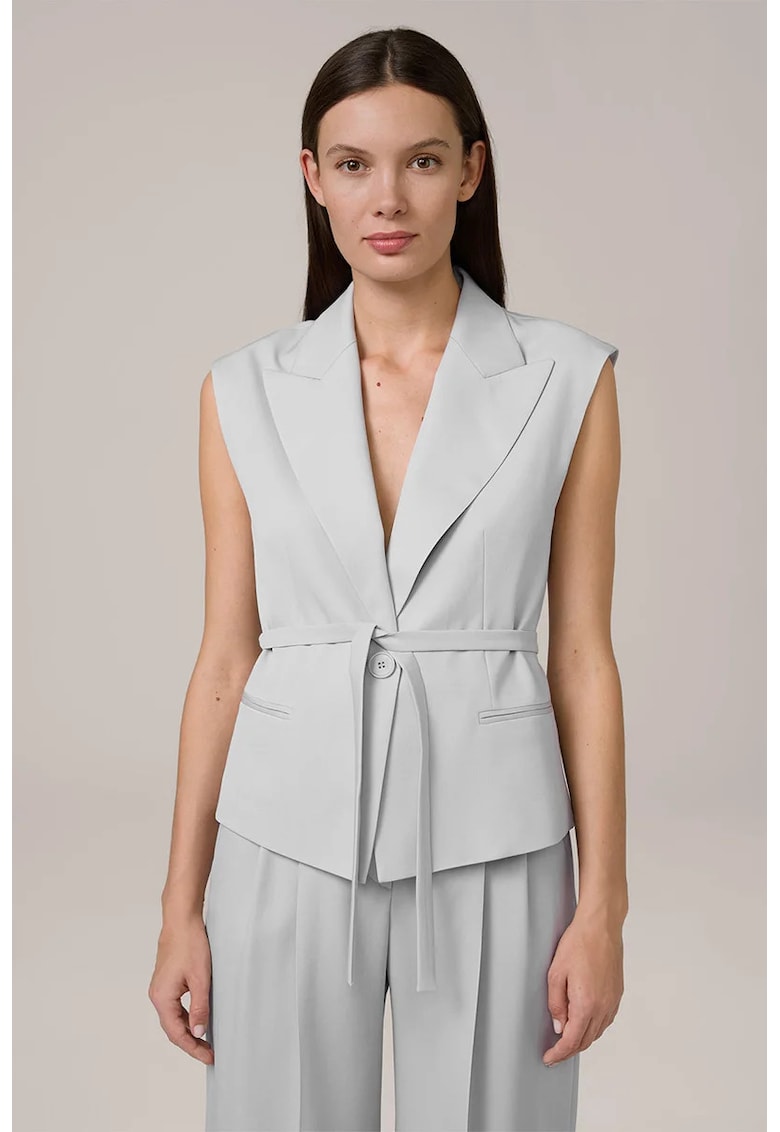 Vesta cu inchidere prin nasturi si cordon in talie