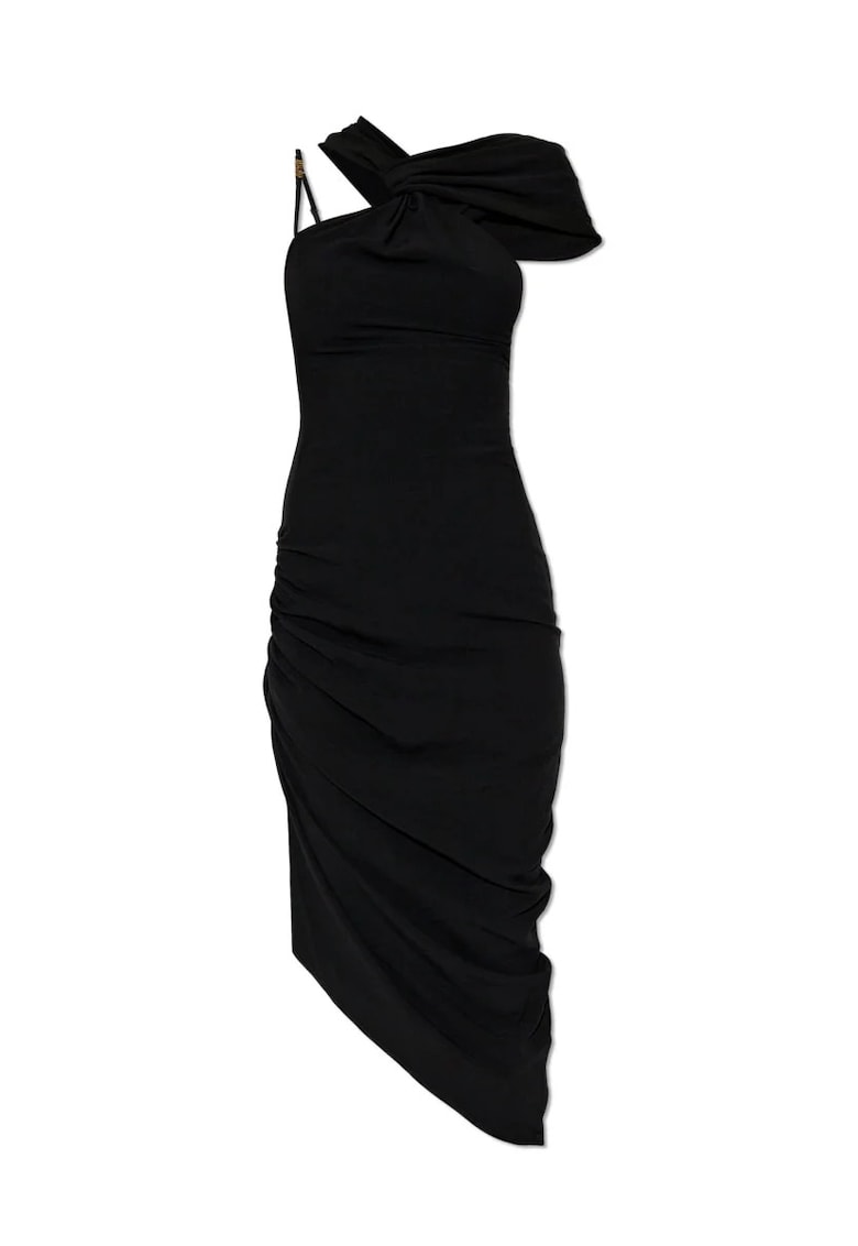 Rochie lunga cu drapaj lateral - Negru