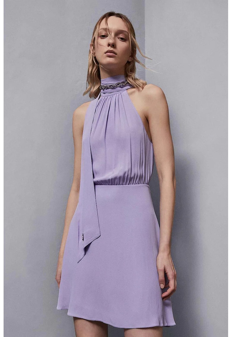 Rochie mini fara maneci - cu inchidere la spate cu panglica - Lila