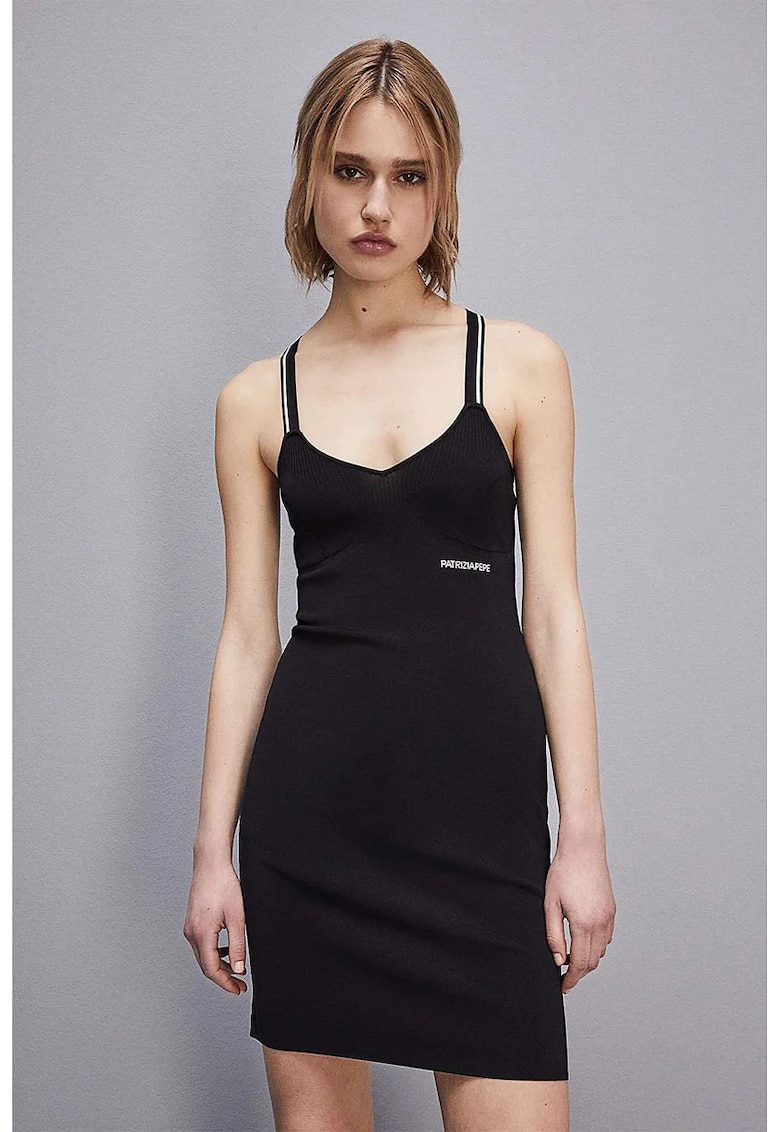 Rochie mini cu decolteu in V - Negru