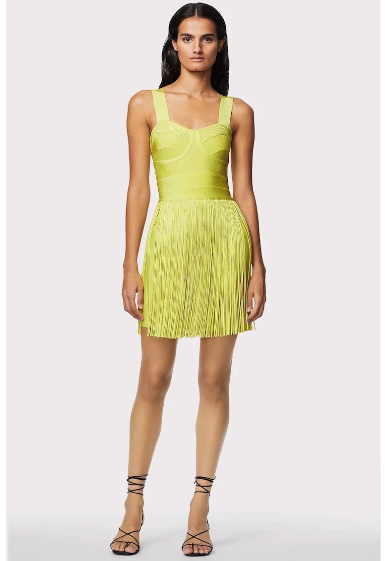 Rochie mini cu franjuri - Galben