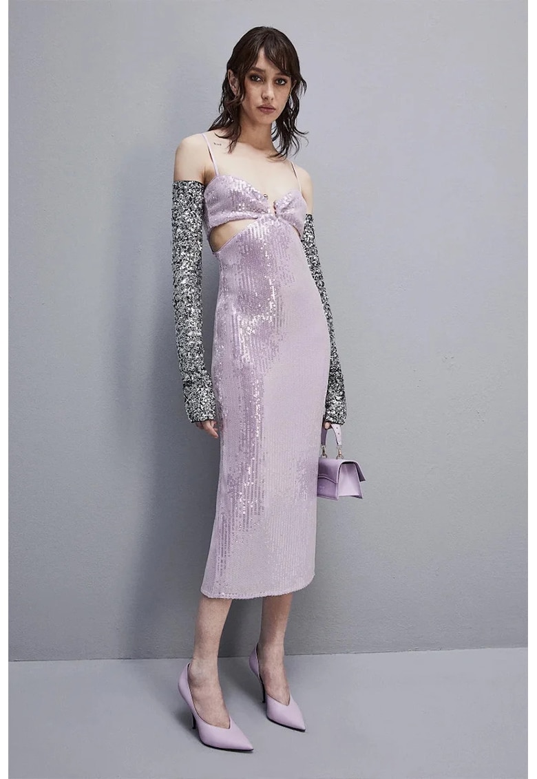 Rochie midi din paiete cu decupaje laterale