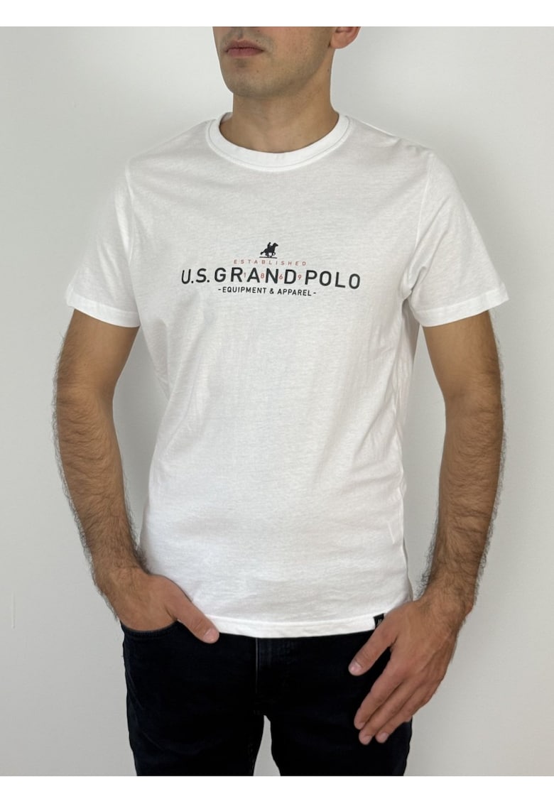 U.S. Grand POLO Tricou barbati cu imprimeu text - Regular fit