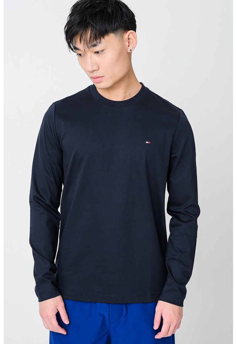 Bluza slim-fit cu decolteu la baza gatului - Albastru ultramarin