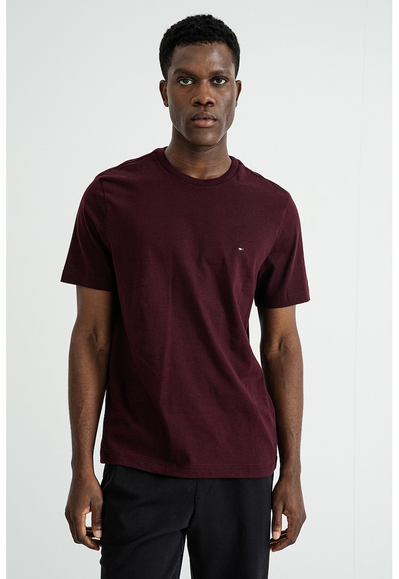 Tricou din bumbac cu decolteu la baza gatului