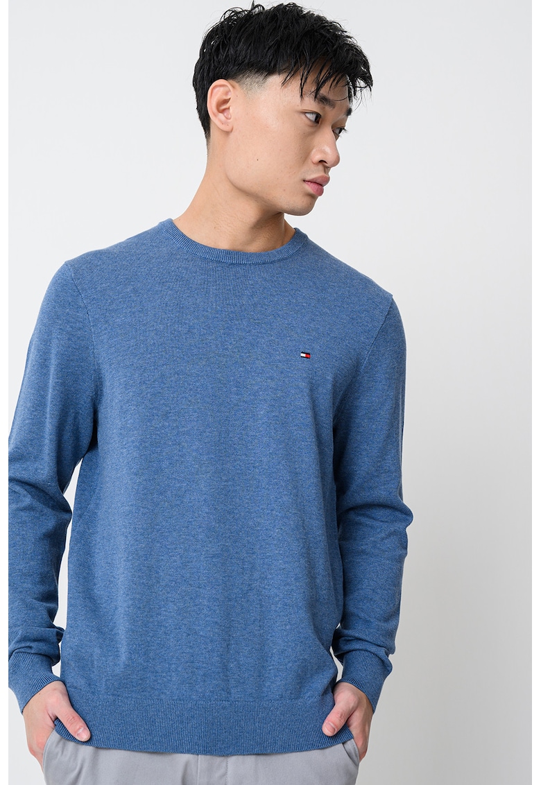 Pulover din bumbac cu logo discret brodat