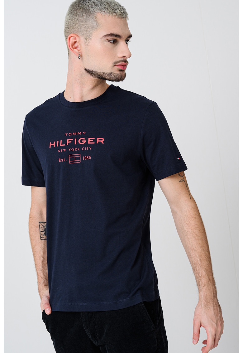 Tricou regular-fit cu imprimeu logo - Coral/Albastru ultramarin