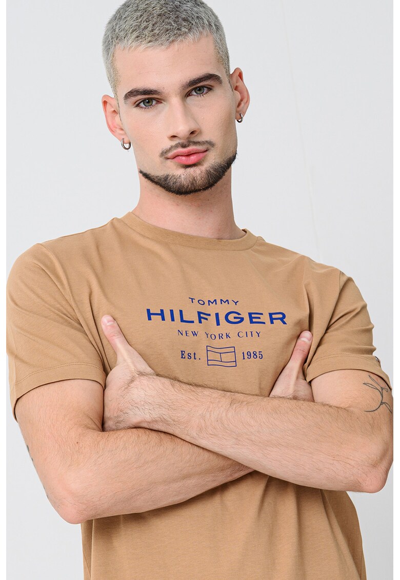 Tricou regular-fit cu imprimeu logo - Albastru royal/Caramel