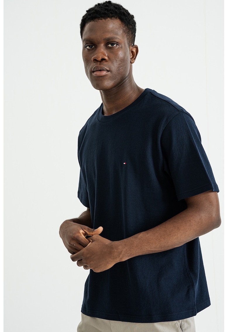 Tricou din bumbac cu decolteu rotund - Albastru ultramarin