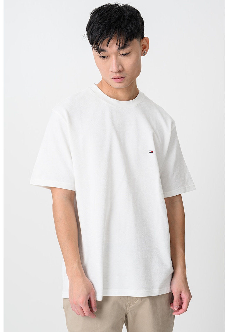 Tricou din bumbac cu decolteu rotund - Alb murdar