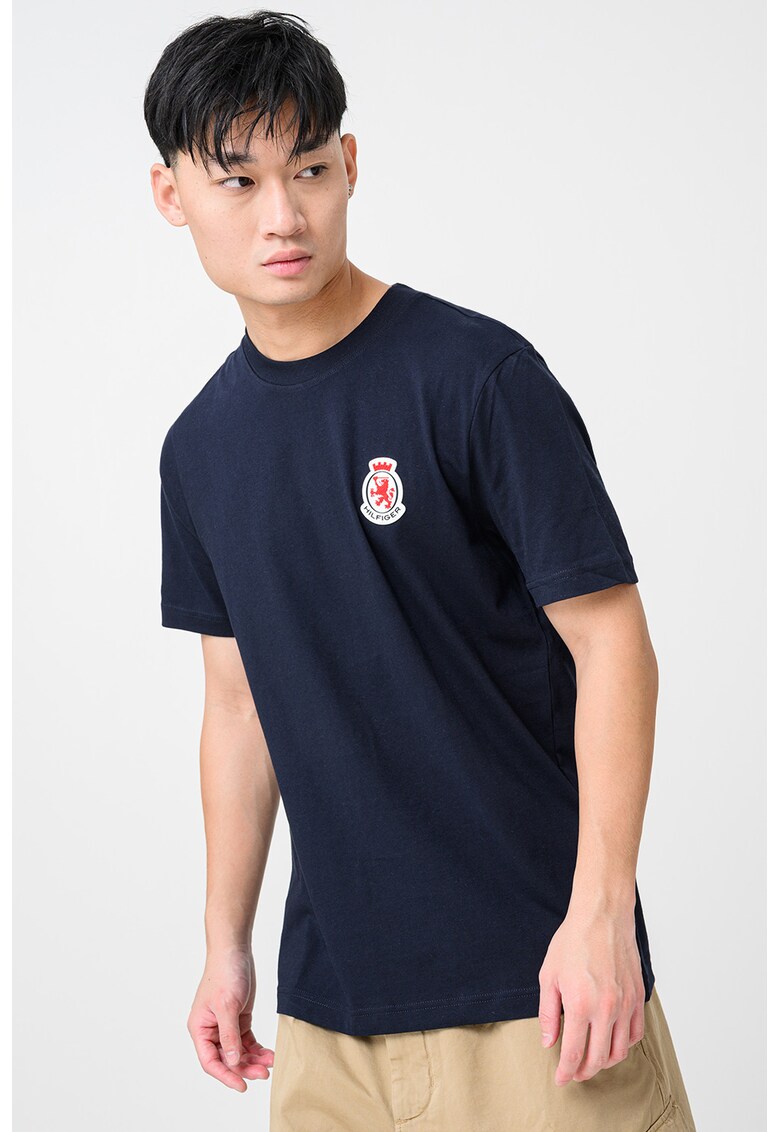 Tricou din bumbac cu insigna logo - Rosu/Alb/Negru