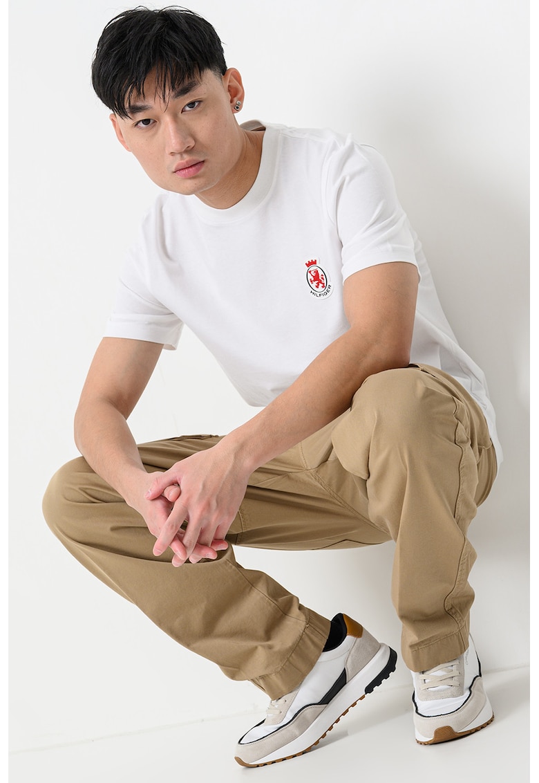 Tricou din bumbac cu insigna logo - Alb/Negru/Rosu vermillion